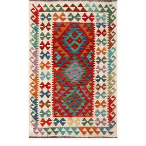 Alfombra Kilim de Maimana, Afganistán, 152 x 97 cm, Textil para el Hogar, Alfombra Afgana Tradicional Hecha a Mano - Product Image 1