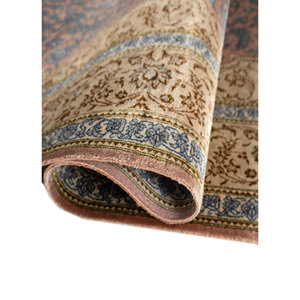 Tapis en soie noués à la main Gulmarg Ivory pour la maison - Motif médaillon rectangulaire en viscose pour adolescents, idéal pour salon et couloir - Product Image 2