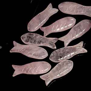Cuentas de Piedras Preciosas Talladas en Forma de Pez de Cuarzo Rosa de 10X30 MM, Cristal Curativo para la Fabricación de Joyas - Product Image 4