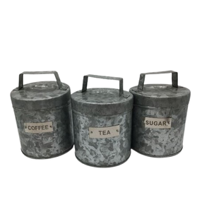 Kitchen Galvanized Canisters Set with Metal Lids Galvanized <b>Coffee</b> <b>Sugar</b> <b>Tea</b> Flour Storage <b>Containers</b> Kitchen Storage Purpose - Product Image 1