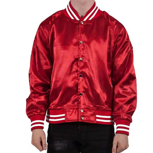 Blouson d'aviateur personnalisé avec nom et numéro d'équipe Blouson d'aviateur Blouson de baseball en satin brodé par collage pour homme - Product Image 1