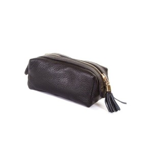 Sac cosmétique de voyage en cuir de haute qualité à fermeture éclair à la mode avec logo personnalisé couleur noire - Product Image 1