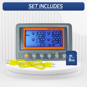 Termómetro de termopar de 4 canales DataLogger con tarjeta SD 8G y 2 Termopares tipo K, alarma de Límite alto/bajo programable (OEM) - Product Image 3