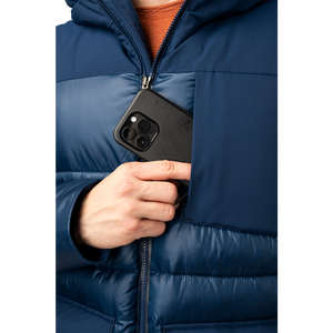 Veste matelassée à capuche longue bleu marine pour hommes, manteau chaud d'hiver, parka matelassée épaisse, vêtements d'extérieur thermiques coupe-vent, style décontracté à la mode - Product Image 4