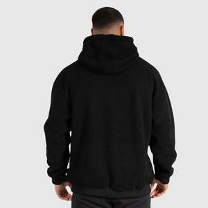 Alta calidad 330gsm Coral rizado polar bordado sudaderas con capucha personalizado Sherpa forrado cremallera pulóver con capucha para hombres al por mayor - Product Image 4