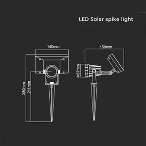 LED faretto giardino con picchetto colore nero con pannello solare 2W 3000K SKU-6660-illuminazione/faretto - Product Image 3