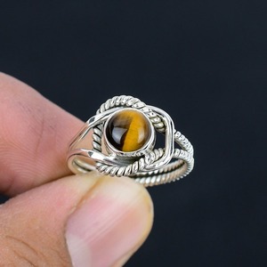 Solid 925 Sterling Silver Tiger Eye <b>Spinner</b> Natural Gemstone <b>Ring</b> Handmade 925 Stamped Sterling Silver <b>Ring</b> Gemstone Jewelry - Product Image 4