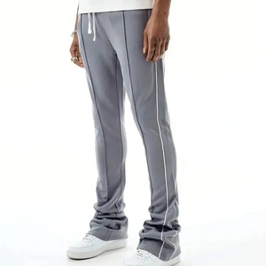 Men's Casual Sportswear Sweatpants Elastic Waist Quick Dry <b>Stacked</b> Flare Breathable Polyester Side Stripes Mid Waist Viral Track - Product Image 4