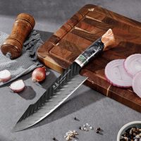 Couteau de boucher ergonomique en résine et bois, lame rasoir ultra-affûtée, pleine soie, avec logo personnalisé, acier Damas forgé à la main, étui en cuir