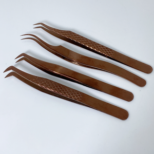 แหนบถอนขนตาพลาสม่าสีโรสโกลด์แหนบหนีบขนตาแบบตรงและโค้งงอ - Product Image 2