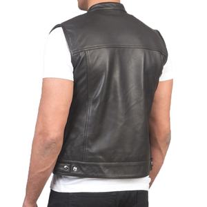 Gilet de moto en cuir sur mesure OEM, design personnalisé, broderie de haute qualité, cuir de vachette de première qualité, entièrement doublé, gilet de moto d'hiver - Product Image 2