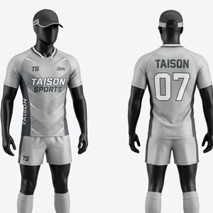 Maillot de rugby pour homme, haute qualité, tissu polyester 210 GSM, respirant et anti-humidité, gris, bleu marine, panneaux rayés blancs, logo personnalisé imprimé. - Product Image 5