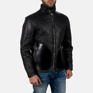 Veste Bomber Personnalisée en Cuir Véritable Coupe Ajustée Col Revers Coupe-Vent Écologique pour Hommes avec Logo Avant - Product Image 4