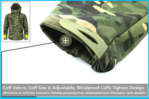 Vestes tactiques camouflage respirantes à capuche pour hommes Veste à capuche softshell imperméable pour la randonnée et le camping - Product Image 2