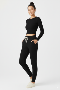 Pantalon de jogging côtelé élégant pour l'hiver, taille élastique, respirant, coupe ample, jambe large, cordon de serrage réglable - Product Image 5