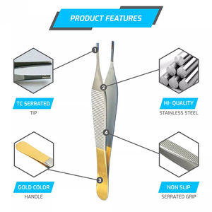 Couleur unie haute qualité TC Adson Brown pince à dissection 12cm 1x2 dents allemand acier inoxydable chirurgie Adson Brown - Product Image 6