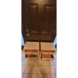 Exquisite French Style Cream & <b>Gold</b> Mahogany Nightstands Pair | Handmade Ornate <b>Bedside</b> <b>Tables</b> for Luxury Bedrooms - Product Image 4