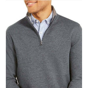 Felpa da Uomo Club Room con Zip 1/4, Grigio Scuro, Tinta Unita, in Poliestere/Cotone, Foderata, Ricamo Serigrafato, Taglia Small - Product Image 2