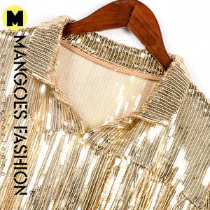 Chaqueta Acolchada Reflectante para Mujer, Prenda Exterior de Lona de Algodón Transpirable de Manga Larga a la Moda con Color Dorado - Product Image 3