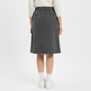 Falda Casual Corta para Mujer, Color Caqui, Cintura Elástica, Corte en A - Product Image 3