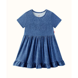ชุดเดรสเด็กผู้หญิงสำหรับฤดูร้อน แขนสั้น ทรงเอไลน์ เอวธรรมชาติ ผ้าเดนิม - Product Image 2