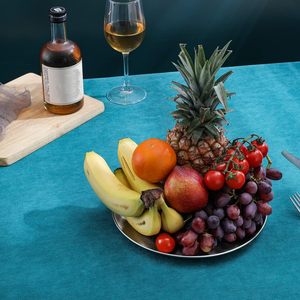 Plato de cena de acero inoxidable de grado alimenticio de bambú para uso doméstico de gran capacidad, 9 pulgadas (23 cm), platos principales, carne a la parrilla, ensalada, fruta - Product Image 2