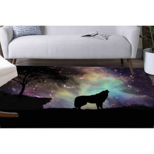 Alfombra con Estampado de Lobo y Diseño de Animales de la Galaxia, Colorida, con Pelo Suave - Product Image 4