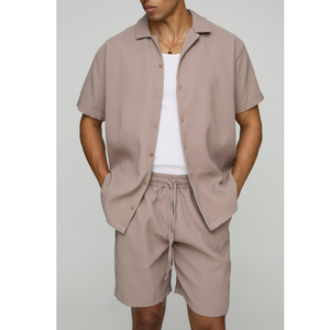 ชุดกีฬาสองชิ้นกางเกงขาสั้นระบายอากาศได้ดีสำหรับออกกำลังกายในช่วงฤดูร้อนมีหลายสีให้เลือก - Product Image 1