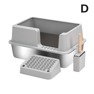 Bac à litière pour chat portable de luxe <span class=keywords><strong>avec</strong></span> <span class=keywords><strong>porte</strong></span> avant fermée, capacité de 20 L, design léger en plastique et acier inoxydable - Product Image 4