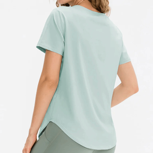 Customize Cute Lightweight Quick Dry Breathable Short Sleeve Women's <b>T</b>-<b>Shirt</b> with Cotton Knitted Fabric for Fitness Streetwear - Product Image 5