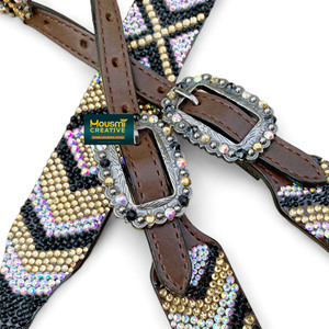 Nouveauté OEM Western Horse Tack équestre une oreille tête plastron ensemble assorti strass bijoux correspondant Conchos - Product Image 4