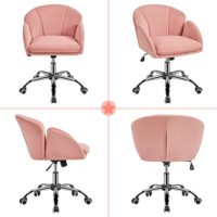 Chaise de bureau ergonomique de direction en cuir moderne de luxe, petite, pour le jeu, dossier haut, jambes croisées, pivotante, rose, pour la maison, blanche