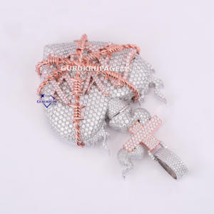 Diseño personalizado de moda Dos tonos 14Kt Oro Lab Grown Diamond Iced Out Hip Hop Colgante lujoso para hombres Ropa de fiesta - Product Image 5