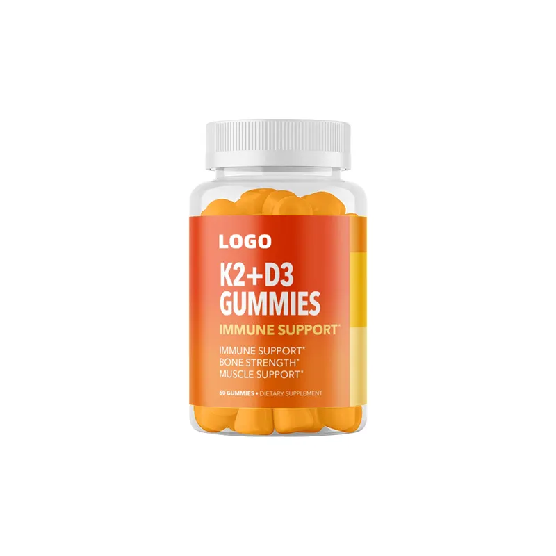 Private Label vitamina D3 K2 Gummies con calcio supporta il cuore osseo sano e l'assorbimento delle vitamine del sistema immunitario
