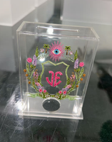 Boîte de charité Tzedakah en acrylique marbré bleu avec lettrage hébreu, support de dons Judaica pour la maison, la synagogue, les mariages et les célébrations, cadeau