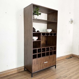 Armoire de salle à manger moderne en bois de caoutchouc TPA013 avec cave à vin intégrée pour mobilier de bar à domicile - Product Image 3