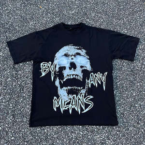 T-shirt d'été T-shirt noir Couleur solide T-shirt surdimensionné Hommes T-shirt 100% coton pour hommes coupe ample imprimé Prix raisonnable - Product Image 2