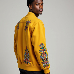 เสื้อเบสบอลสำหรับผู้ชายเสื้อแจ็กเก็ตเบสบอลแขนเสื้อแบบเปิดลงปักลายตัวอักษรเสื้อสเวตเตอร์แบบลำลองงานตามสั่ง - Product Image 3