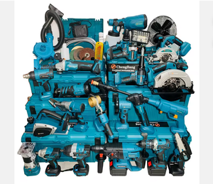 Ensemble d'outils électriques : perceuse, marteau, clé, tronçonneuse, outils de coupe pour le travail du bois - Product Image 1