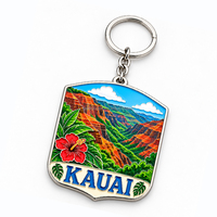 Porte-clés personnalisé en forme de feuille de Kauai, usine SEDEX, souvenir de Kauai, porte-clés de la côte Na Pali, charme Hawaï, porte-clés en métal émaillé, vente en gros