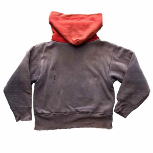 Nouveau hommes coton Patchwork deux tons Vintage soleil délavé acide lavage recadrée à capuche pull à capuche en détresse minéral blanc tricoté - Product Image 2