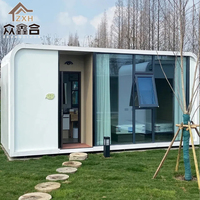 Maisonnette préfabriquée de luxe en acier de haute qualité, démontable, moderne, pour extérieur, hôtel, appartement, capsule mobile, salon type Apple