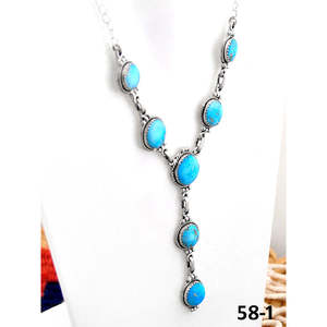 Collier artisanal classique en argent sterling et pierres blanches avec ancre turquoise et perles numérotées, idéal pour un cadeau - Product Image 3