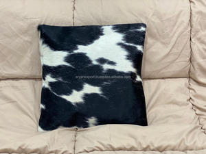 Housse de coussin en cuir de vache véritable, la plus vendue, élégante, en fourrure, décoration d'intérieur - Product Image 5