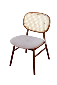 Modern Ash Wood Dining Set with Pierre <b>Chair</b> Walnut Leather <b>Cushioned</b> Seat & <b>Rattan</b> Back for Home & Villa Use - Product Image 2