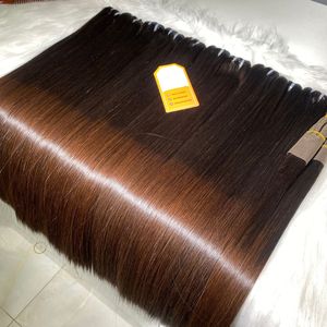 Raw Vietnamese Human Hair Bundles Bone Straight <b>Brown</b> Tip Human Hair Extensions for <b>Wig</b> Full Cuticle Aligned Virgin Hair - Product Image 1