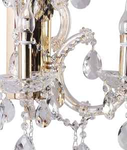 Applique murale en cristal Iris à 2 lumières |   Luminaire moderne à deux lampes en laiton ou en chrome, éclairage classique à deux lampes pour salle de bain ou d'appoint - Product Image 4