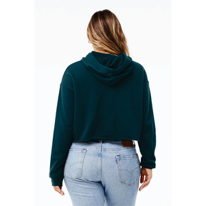 Sudadera con Capucha Corta Color Verde Azulado Oscuro para Mujer, Sudadera de Manga Larga de Color Sólido, Ropa Informal de Estar en Casa, Sudadera de Felpa Personalizada - Product Image 3