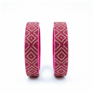 Juego de 2 Brazaletes de Laca con Textura de Diamante Magenta, Brazaletes y Pulseras Premium - Product Image 5