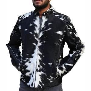 Veste en cuir de vache véritable pour homme, style motard, imprimé vache noir et blanc |   Direct d'usine |   Approvisionnement en vrac |   OEM et ODM disponibles - Product Image 3